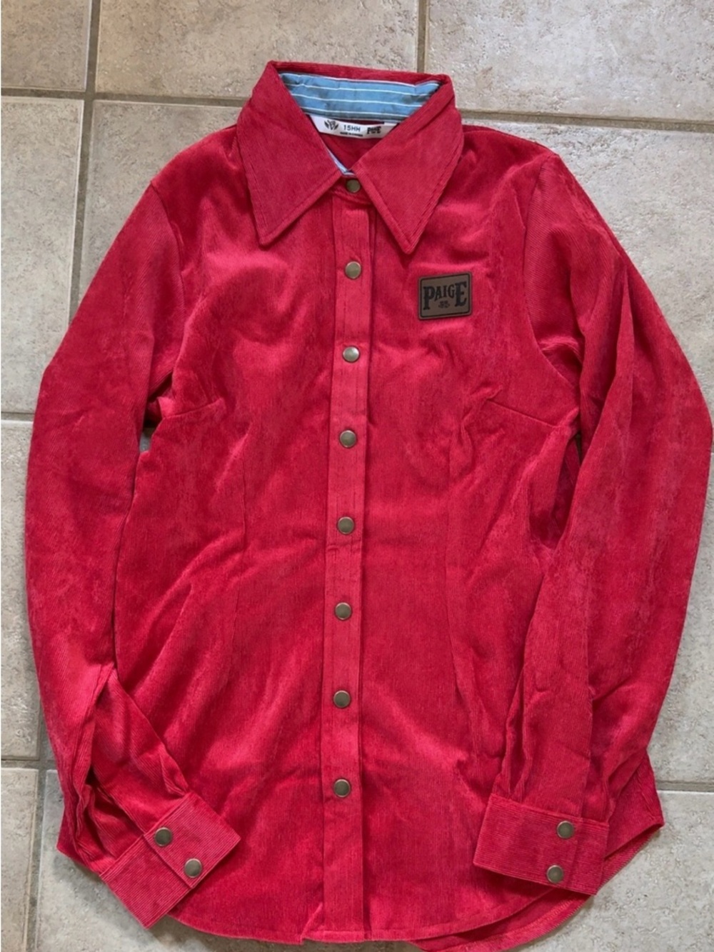 PAIGE 1912 Red Corduroy Snap-Front Shirt